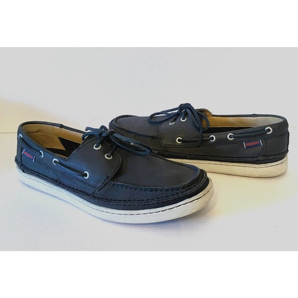 Sebago Other - Sebago Ryde 2 Eye Mens Sz 10 M Black Leather Lace Up Boat Shoes Casual Preppy